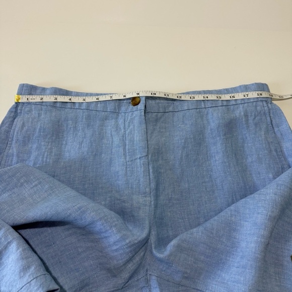J. Jill Easy Linen Pants Wide Leg Women Size L Cropped Relaxed Fit In Blue - Picture 9 of 14